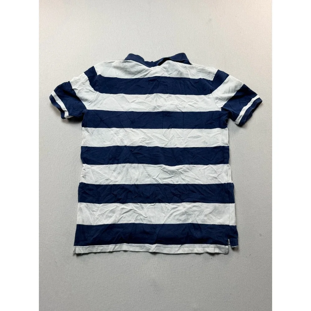 Old Navy Polo Shirt Kids Extra Large 14-16 Blue White Excellent Striped Pique